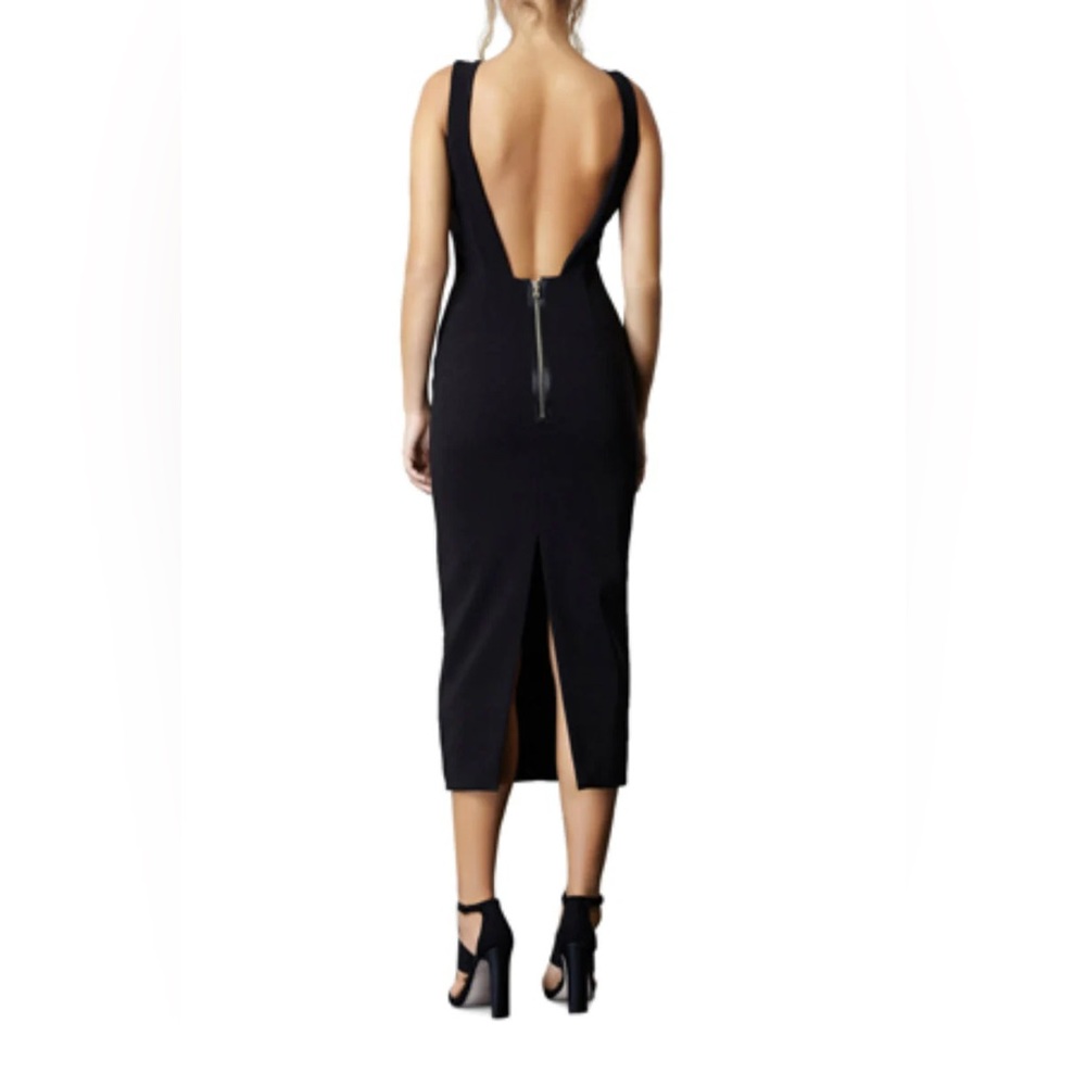 BY JOHNNY Women’s Open Knot Front Black MIDI Dress Size 10 - Picture 2 of 6